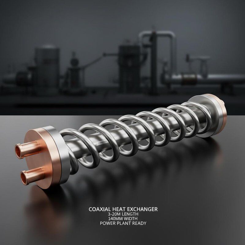 Bộ trao đổi nhiệt đồng trục xoắn ốc có chiều rộng 140mm và khả năng chống ăn mòn cao cho các nhà máy điện